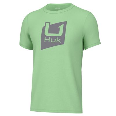 HUK Boys Performance Fishing Logo Tee, Short Sleeve T-Shirt for Kids, Slice Logo - Patina, X-Small US