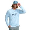 HUK Mens Pursuit Pattern Crew Sleeve Shirt, Performance Shirt, Mossy Oak - Calmwater Arctic, Large view 1