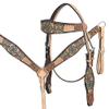 HILASON Western Horse Floral Headstall Breast Collar Set American Leather Tan | Tack for Horses view 1
