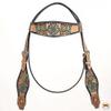 HILASON Western Horse Floral Headstall Breast Collar Set American Leather Tan | Tack for Horses view 2