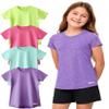 Girls 4 Pack Athletic T-Shirts, Short Sleeve Dry Fit Performance Workout Tops, Active Tees for Kids & Teens (Set 3, Youth X-Large) view 1