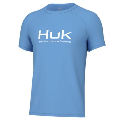 HUK Youth Pursuit Solid Short Sleeve Shirt, Fishing Shirt for Kids, Marolina Blue, X-Small