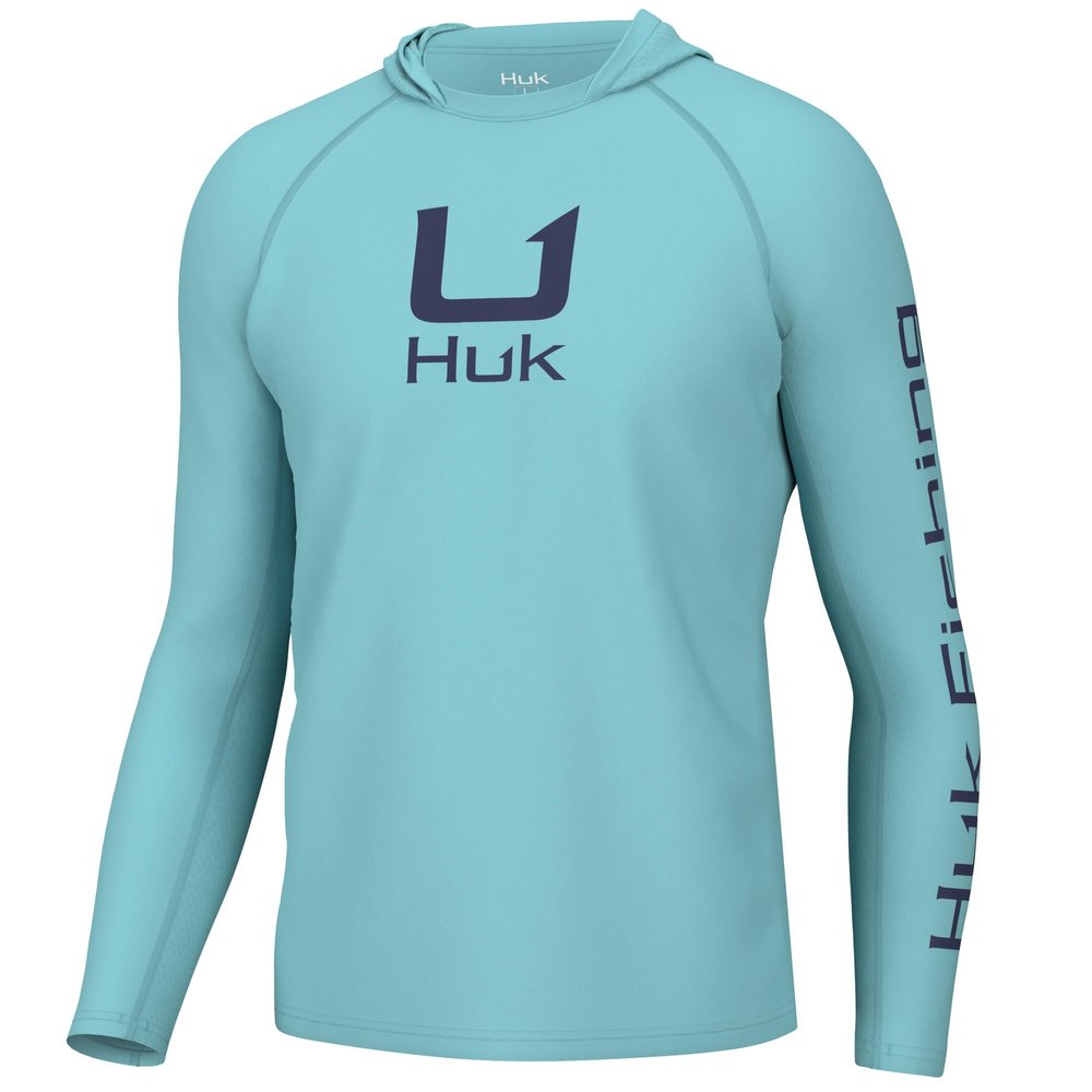 HUK Mens Icon X Hoodie, Fishing Shirt With Sun Protection for Men, Marine Blue, Large