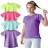 4 Pack: Youth Girls Athletic Shirts, Short Sleeve Dry Fit Apparel Tech Tshirts, Sports Activewear for Kids Teens (Set 3, Youth Large) view 1