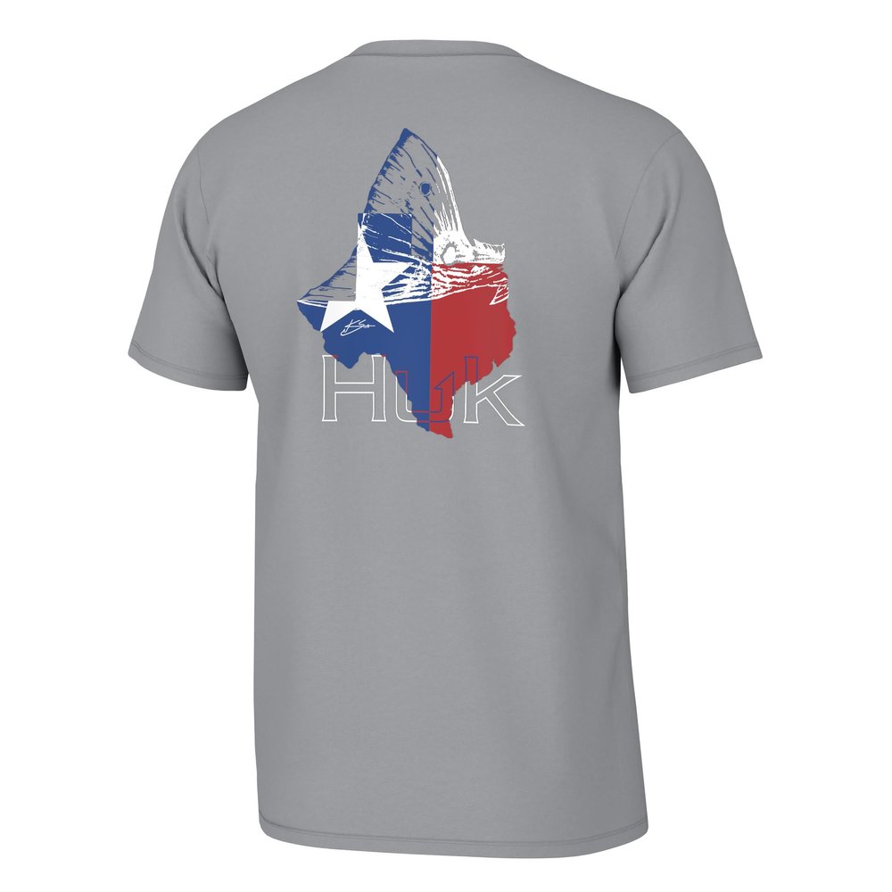 HUK Mens KC Scott Short Sleeve Tee, Performance Fishing T-Shirt, Texas Redfish - Harbor Mist, X-Large