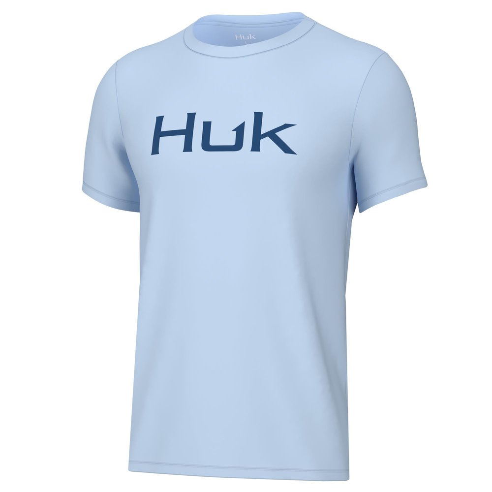 HUK Youth Performance Fishing Logo Tee, Short Sleeve T-Shirt for Kids, Ice Water, Large