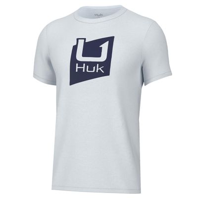 HUK Youth Performance Fishing Logo Tee, Short Sleeve T-Shirt for Kids, Slice Logo - White, Small
