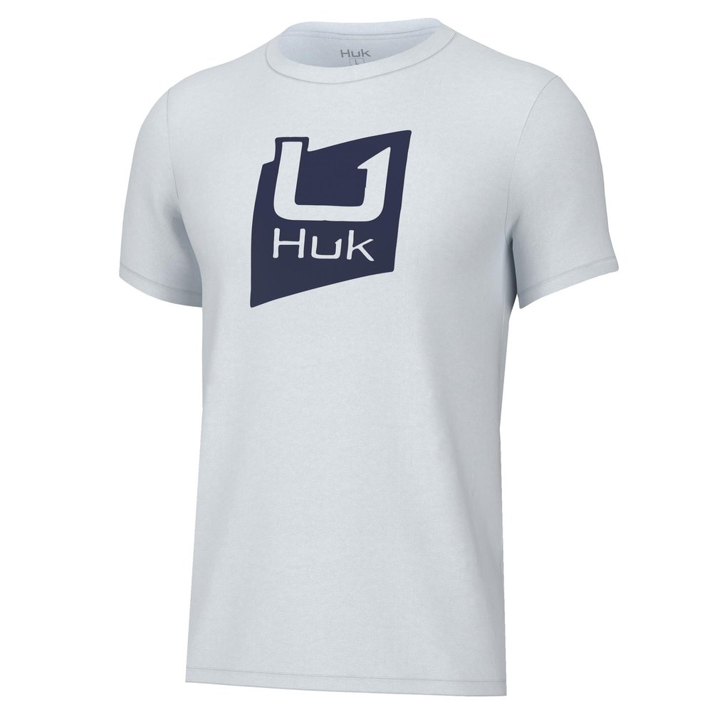 HUK Youth Performance Fishing Logo Tee, Short Sleeve T-Shirt for Kids, Slice Logo - White, Small