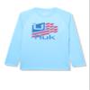 HUK Youth Pursuit Pattern Long Sleeve Shirt, Fishing Shirt for Kids, Huk Stripes - Marolina Blue, Small view 1