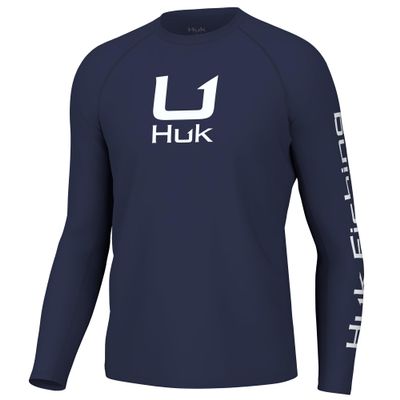 HUK Mens Icon X Crew Shirt, Long-Sleeve Performance Fishing Shirt, Naval Academy, X-Large