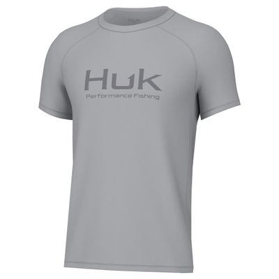 HUK Boys Pursuit Solid Short Sleeve Shirt, Fishing for Kids, Harbor Mist, X-Large US