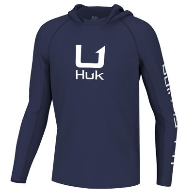 HUK Youth Icon X Hoodie, Fishing Shirt with Sun Protection for Kids, Naval Academy, Small