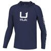 HUK Youth Icon X Hoodie, Fishing Shirt with Sun Protection for Kids, Naval Academy, Small view 1