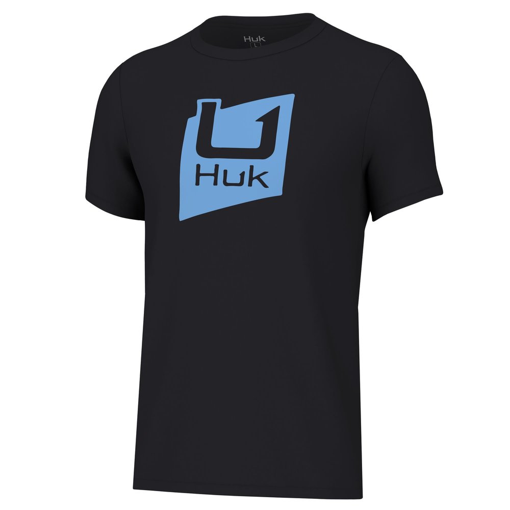 HUK Youth Performance Fishing Logo Tee, Short Sleeve T-Shirt for Kids, Slice Logo - Black, X-Small