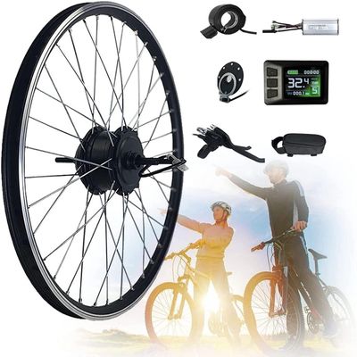 GEHPYYDS Electric Bike Conversion Kit, 36V/48V 350W/500W eBike Front Hub Motor Set, 20"/24"/26"/27.5"/28"/29"/700C Front Wheel,Ebike Front Wheel Conversion Kits with LCD7C Display,20in-48V/500W