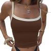 Workout Tops for Women Sports Casual Square Neck Sleeveless Slim Fitted Basic Crop Tank Top Teen Girls Cami Shirts Coffee view 2