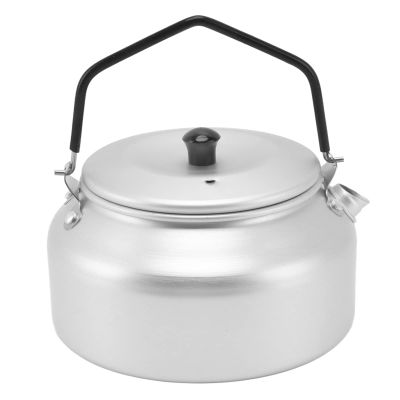 Keenso Coffee Pot, Camping Kettle Lightweight Aluminum Alloy Portable Camp Tea Pot Coffee Pot Silicone Handle for Barbecue Picnic Outdoor Hiking 15x15x16cm Silver