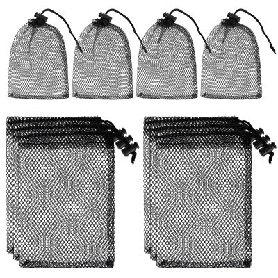 Sliverdew 10PCS Small Mesh Bags Drawstring Black Mesh Drawstring Bag Mini Nylon Net Bag with Drawstrings Small Travel Stuff Bags 6 x 4 inch