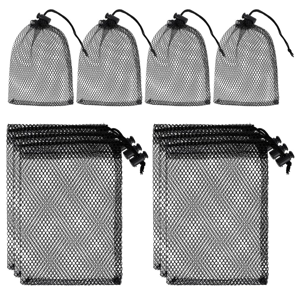 Sliverdew 10PCS Small Mesh Bags Drawstring Black Mesh Drawstring Bag Mini Nylon Net Bag with Drawstrings Small Travel Stuff Bags 6 x 4 inch