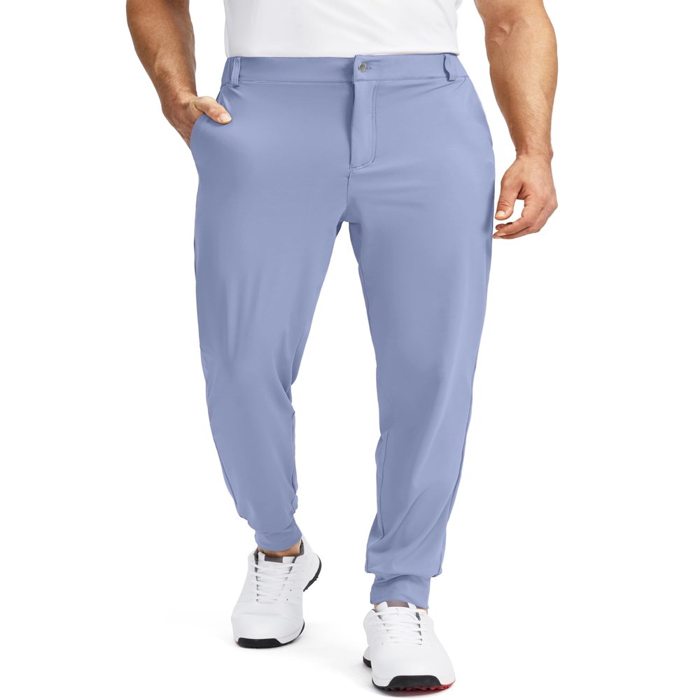 Soothfeel Men's Golf Joggers Pants with 5 Pockets Slim Fit Stretch Sweatpants Running Travel Dress Work Pants for Men(Lavender, M)