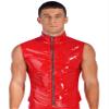 Lorilida Mens Wet Look Faux Leather Zipper Sleeveless Jacket T-Shirts Slim Fit Muscle Tops Waistcoat Red X-Large view 2