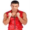Lorilida Mens Wet Look Faux Leather Zipper Sleeveless Jacket T-Shirts Slim Fit Muscle Tops Waistcoat Red X-Large view 3