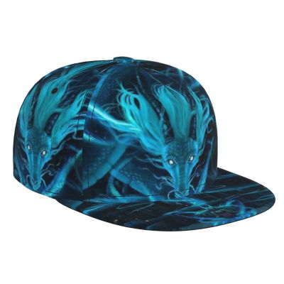 Blue Dragon Baseball Cap for Men Women Classic Snapback Hat Hip Hop Style Flat Bill Brim Adjustable Visor Beach Trucker Hat