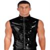 Lorilida Mens Wet Look Faux Leather Zipper Sleeveless Jacket T-Shirts Slim Fit Muscle Tops Waistcoat Black XX-Large view 1