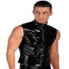Lorilida Mens Wet Look Faux Leather Zipper Sleeveless Jacket T-Shirts Slim Fit Muscle Tops Waistcoat Black XX-Large view 3