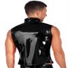 Lorilida Mens Wet Look Faux Leather Zipper Sleeveless Jacket T-Shirts Slim Fit Muscle Tops Waistcoat Black XX-Large view 4