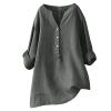 Womens Plus Size Button Down Tshirts Work Casual Tunic Shirts Oversized Boyfriend Tops Lapel Collar Loose Fit Blouses Gray view 1