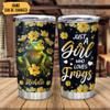 Hyturtle Personalized Gifts For Frog Lover - Just A Girl Who Loves Frogs Custom Name Stainless Steel Tumbler 20oz With Lid - Idea Cute Animals Lover Gifts For Women, Girl, Kids On Birthday, Christmas view 2