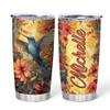 Hyturtle Personalized Gifts For Hummingbird Lover - Hummingbird With Floral Custom Name Stainless Steel Tumbler 20oz With Lid - Idea Animal Lover Gifts For Women Girl Kids On Birthday, Christmas view 1
