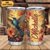 Hyturtle Personalized Gifts For Hummingbird Lover - Hummingbird With Floral Custom Name Stainless Steel Tumbler 20oz With Lid - Idea Animal Lover Gifts For Women Girl Kids On Birthday, Christmas view 2