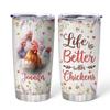 Hyturtle Personalized Gifts For Chicken Lover - Life Is Better With Chickens Stainless Steel Tumbler 20oz With Lid - Idea Farm Animals Lover Gifts For Women, Girl, Kids On Birthday, Christmas view 1