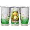 Hyturtle Personalized Gifts For Frog Lover - Frog Prints Customized Name Stainless Steel Tumbler 20 oz With Lid - Idea Cute Animals Lover Gifts For Women, Girl, Kids On Birthday, Christmas view 1