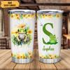 Hyturtle Personalized Gifts For Frog Lover - Frog Sunflower Prints Customized Name Stainless Steel Tumbler 20 oz With Lid - Idea Cute Animals Lover Gifts For Women, Girl, Kids On Birthday, Christmas view 2