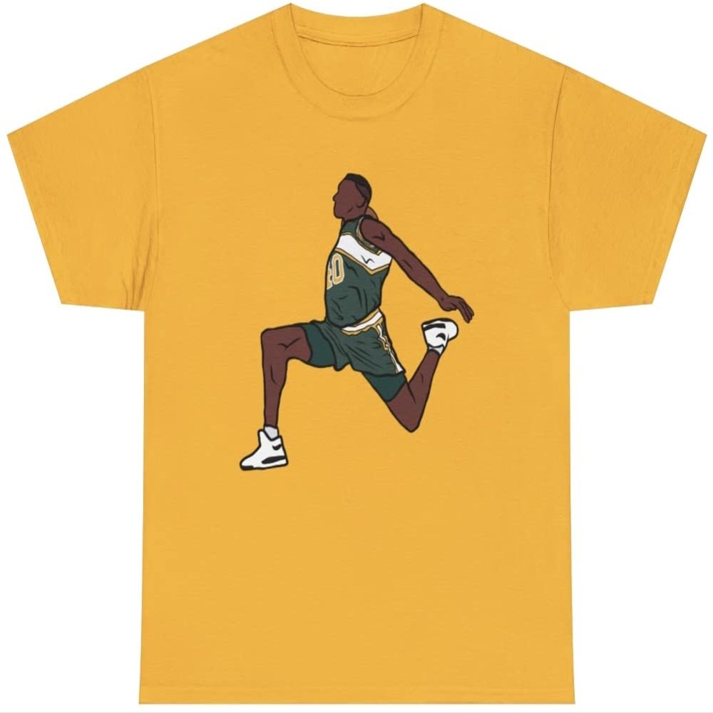 Shawn Kemp Slam Dunk Seattle T-Shirt (as1, Alpha, l, Regular, Regular, Gold)