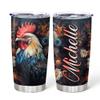 Hyturtle Personalized Gifts For Chicken Lover - Rooster Prints Custom Name Stainless Steel Tumbler 20oz With Lid - Idea Farm Animals Lover Gifts For Women, Girl, Kids On Birthday, Christmas view 1