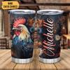 Hyturtle Personalized Gifts For Chicken Lover - Rooster Prints Custom Name Stainless Steel Tumbler 20oz With Lid - Idea Farm Animals Lover Gifts For Women, Girl, Kids On Birthday, Christmas view 2