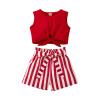 Baby Girl Clothes Toddler Girl Summer Outfits Sleeveless Vest Shirts Tops Striped Shorts Set Little (Red, 4-5 Years) view 1