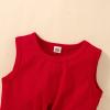 Baby Girl Clothes Toddler Girl Summer Outfits Sleeveless Vest Shirts Tops Striped Shorts Set Little (Red, 4-5 Years) view 2