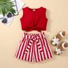 Baby Girl Clothes Toddler Girl Summer Outfits Sleeveless Vest Shirts Tops Striped Shorts Set Little (Red, 4-5 Years) view 4