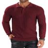 COOFANDY Men's Long Sleeve Polo Shirts Knitted Texture Polo-Collar Sweater Lightweight Casual Pullover Shirts, Wine Red, L view 1