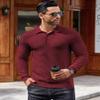 COOFANDY Men's Long Sleeve Polo Shirts Knitted Texture Polo-Collar Sweater Lightweight Casual Pullover Shirts, Wine Red, L view 4