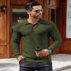 COOFANDY Men's Knit Polo Shirts Long Sleeve Sweater Polo Lightweight Fashion Casual Collared T Shirts, Army Green, XXXL view 4