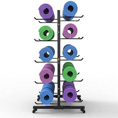 REMYS Large Capacity Yoga Mat Rack Organizer, Freestanding 5 Tier Double-Sided Foam Roller Display Stand Holder for Yoga Studios