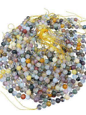 AAA Natural rutilated Quartz Gemstone Bead. 10mm Round Bead. Gorgeous Natural Brown Clear Orange Yellow Gemstone Beads CHIK-STNRD-37708