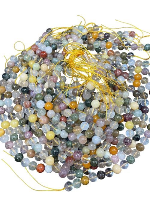 AAA Natural rutilated Quartz Gemstone Bead. 10mm Round Bead. Gorgeous Natural Brown Clear Orange Yellow Gemstone Beads CHIK-STNRD-37708