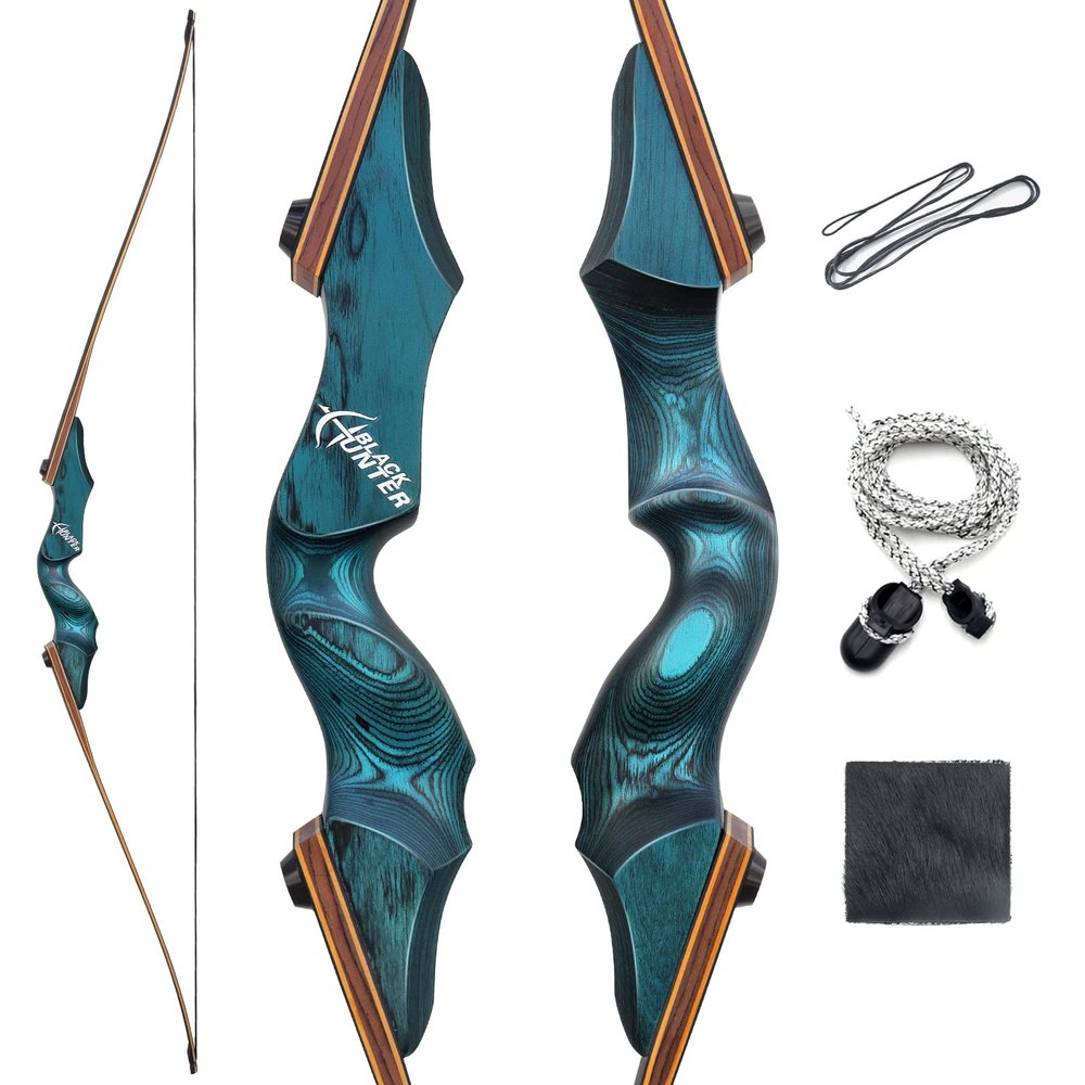 oubert 60inch Black Hunter Takedown Longbow 20-60lbs Archery Set Left Hand Practice Bow for Adults Outdoor Targeting and Shooting Practice (50LBS)